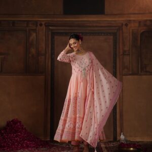 Mulmul Cotton Suit (Peach)