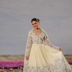 Mulmul 3 piece cotton Frock (Blue)