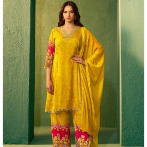 Yellow Short Kurti With Plazzo