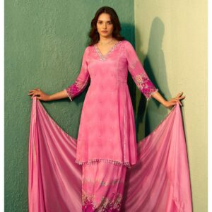 Pink Short Kurti with Plazzo